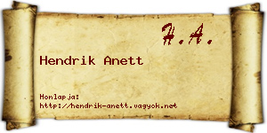 Hendrik Anett névjegykártya